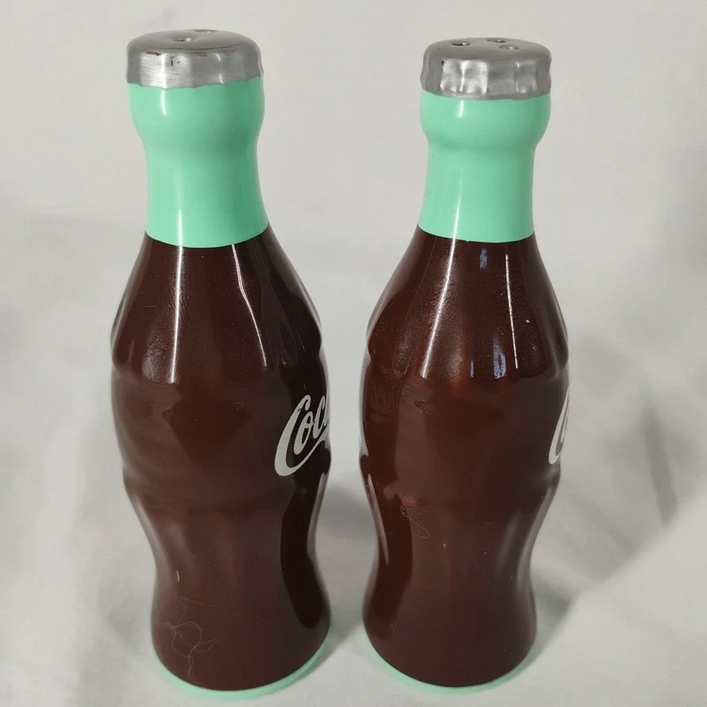 Vintage Coca Cola Bottle Salt And‎ Pepper Shaker Set w/stoppers